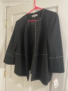 Kasper Women's Plus Size Stud-Trim Open-Front Jacket Black Size XXL - Picture 1 of 4