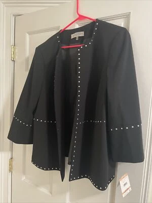 Kasper Women's Plus Size Stud-Trim Open-Front Jacket Black Size XXL - Image 1 of 4