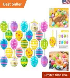 24 Multicolored Easter Hanging Eggs - Vibrant Decorations for Home Festivities - Picture 1 of 11