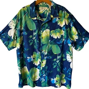 Island Republic Men Silk Hawaiian Shirt XL Floral Vacation Resort Magnum P.I. - Picture 1 of 13