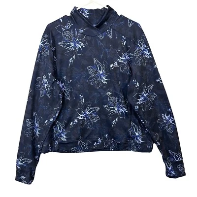 Pullover Columbia para mujer talla XXL azul floral con agujeros para el pulgar usado en excelente estado Foto 1 de 4