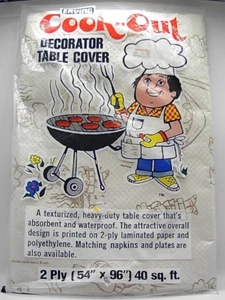 Vintage Erving Cook-Out Decorator Table Cover - 40 sq ft - 54" x 96" - NIP - Picture 1 of 2
