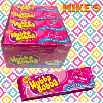 Pack of 20 Hubba Bubba Original Bubble Gum 5-Piece | Wrigley’s Classic Gum - Image 1 of 3
