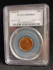 1955-D PCGS MS66RD Lincoln Wheat Penny Coin - Picture 1 of 4