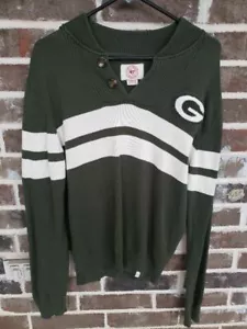 Green Bay Packers '47 Herren Pullover grün weiß gestreift Knöpfe Langarm M - Bild 1 von 5