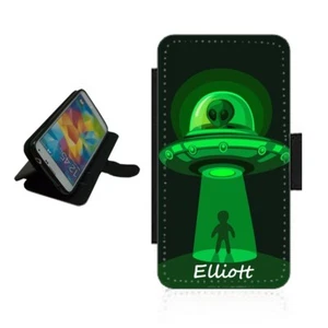 Alien Personalised Name Phone case wallet flip cover For iPhone Samsung Pixel - Picture 1 of 6