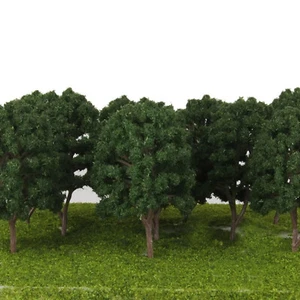 10pcs HO OO Scale Model Trees Layout Train Diorama Scenery Dark Green - Picture 1 of 14
