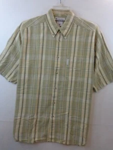 Columbia Shirt Men's L Tan Grey Short Sleeve Button Down - Picture 1 of 10