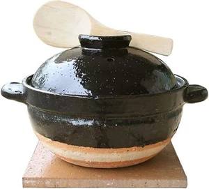 NAGATANIEN Kamado-san 2-Go Rice Pot Donabe 21cm Earthenware Clay Pot Japan - Picture 1 of 6