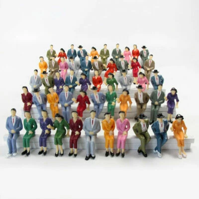 50pcs Model Train G scale Sitting Figures 1:25 Painted Seated People 4 Poses  US - Image 1 of 4