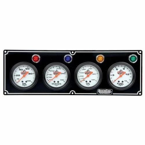 Quickcar Racing Products 61-6721 4 Gauge Panel Kit with Silver Face Gauges - Image 1 of 3