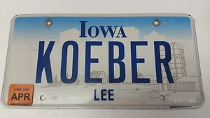 2006 IOWA Lee County License Plate KOEBER - Picture 1 of 1