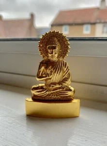 Bouddha Sakyamuni Budha Tibet Orientale Antique Métal Mini Statue Voiture Dash - Picture 1 of 4