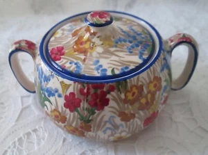 VINTAGE GRIMWADES ROYAL WINTON IVORY ENGLAND "MARGUERITE" SUGAR BOWL WITH LID - Picture 1 of 5