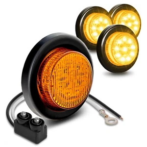 4pc 2 Inch Round Amber LED Trailer Side Marker Light with Grommet for Truck DOT - Picture 1 of 8