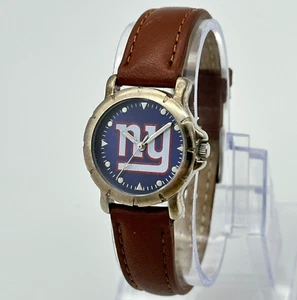Women's NEW YORK GIANTS Game Time NFL Team Sport Watch Silver Tone Brown Leather - Picture 1 of 7