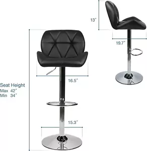 Set of 4 Bar Stools Height Adjustable Chair Swivel Seat Counter Kitchen Seat Pub - Picture 1 of 12