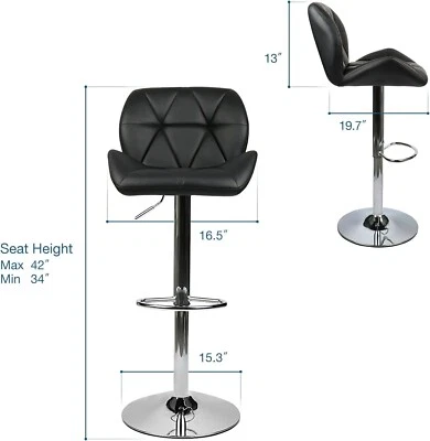 Set of 4 Bar Stools Height Adjustable Chair Swivel Seat Counter Kitchen Seat Pub - Image 1 of 4