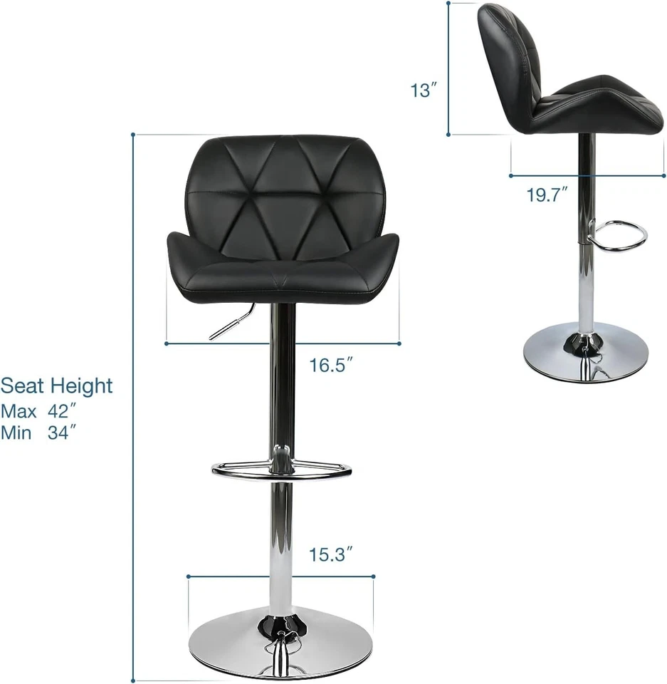 Set of 4 Bar Stools Height Adjustable Chair Swivel Seat Counter Kitchen Seat Pub - Image 1 of 4