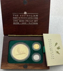 1995 Proof Set Silver, Gold & Platinum - Family of Precious Metals - Perth Mint - Picture 1 of 6