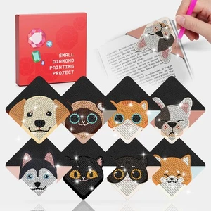 8 Pcs DIY Diamond Art Bookmark Kit for Adults, Cats & Dogs Design, 4x4 Inches... - Picture 1 of 9