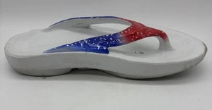 Sandalias Oofos OOlala Para Mujer Talla US 8 Tanga Rojo Blanco Azul Chanclas Recuperación - Imagen 1 de 8