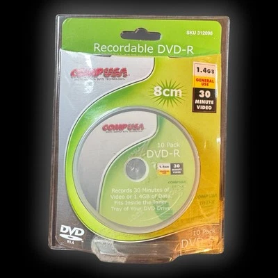 NEW CompUSA Handycam Mini DVD-R * 10 PACK 8CM 1.4 GB 30 Min * Recordable Disc - Image 1 of 4