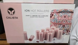 Juego de 12 rodillos calientes Calista Ion con clips y bolsa floral doble voltaje QVC  - Imagen 1 de 2