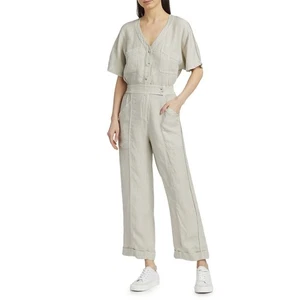 Joe’s Jeans New Linen Blend Utility Straight Leg Jumpsuit Beachsand Small Casual - Picture 1 of 12