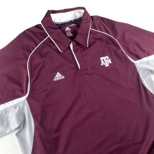 Texas A&M Polo Golf Shirt Uomo XL Marrone Ricamato Adidas Climacool SEC - Foto 1 di 12