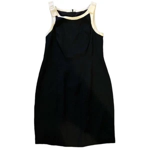Vestido sin mangas CDC para mujer talla 8 negro Caren Desiree vintage midi LBD carrera - Imagen 1 de 3