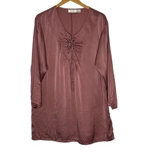 Victoria's Secret Damenkleid klein 100 % Seide Gold Label Vintage vorne zum Binden - Bild 1 von 7