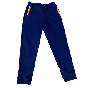 Janie & Jack Boys Size 10 Casual Joggers Pants Blue Yellow Orange Stripe Pockets - Picture 1 of 9