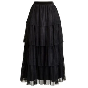 J. Crew Factory Tulle tiered skirt Black M NWT - Picture 1 of 11