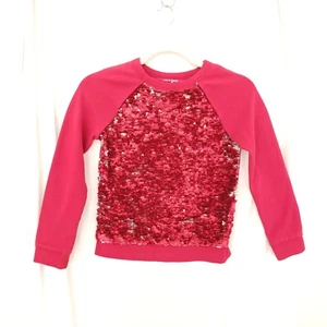 Cat & Jack Girls Red Sequin Long Sleeve Pullover Sweater Size M - Picture 1 of 12