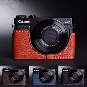 Retro Genuine Real Leather Half Camera Case Bag Cover For Canon G9X G9X mark ii