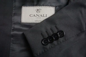 Canali 1934 CURRENT Black Peak Lapel 100% Wool 2 Pc Suit Jacket Pants Sz 38R - Picture 1 of 11