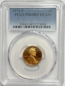 Lincoln Memorial Cent Penny Proof 1974 S PCGS PR 68 RD Deep Cameo 1c Coin - Picture 1 of 12