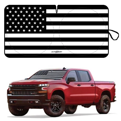 Car Truck Windshield Sunshade American Flag Block Sun Shade Cover Ram GMC US Foto 1 de 4