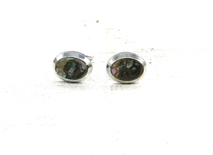 Silver-Tone Shields Abalone Oval Cufflinks - Picture 1 of 6