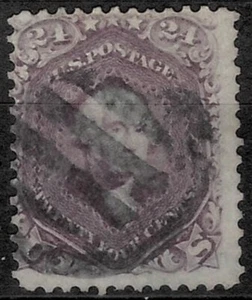 USA Stamp year 1861 / 24c George Washington Brown Lilac ☀ Scott 78 Used - Picture 1 of 2