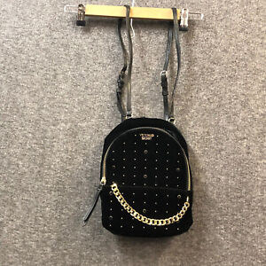 Victorias Secret Love Black Velvet Mini Backpack Gold Adjustable Straps NWOT