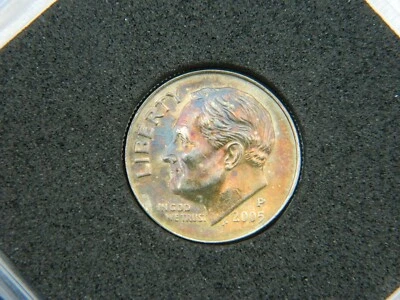 LOT 2005 P ROOSEVELT DIME - INCREDIBLE NATURAL RAINBOW - MEGA EYE CANDY          - Image 1 of 4