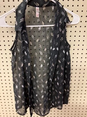 女孩,半透明衬衫 XL 14–16 闪电,黑色和银色 — 第 1/3 张图片