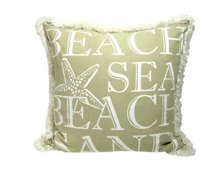 Almohada costera de casa de playa llena, NOS, 20" X 20" - Imagen 1 de 2