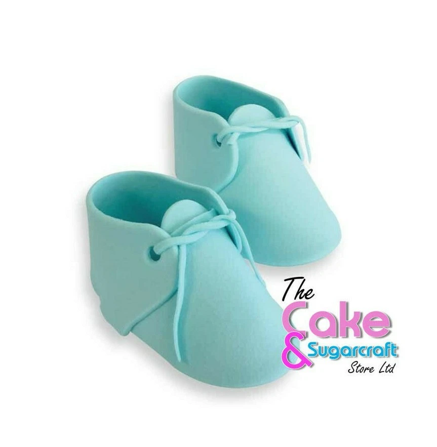 Blue Baby Booties Boy Cake Decoration Topper Edible Boots - Image 1 of 1