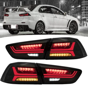 Set Smoked LED Tail Lights For 2008-2017 Mitsubishi Lancer/EVO w/Dynamic Signal - Picture 1 of 10