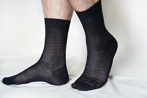 100% "Filo di Scozia" COTTON Men's Dress Socks.1-PAIR. Made in ITALY.