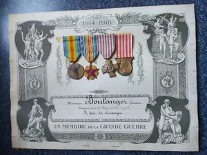 WW1 FRENCH MEDAL group, named on award certificate - Picture 1 of 3