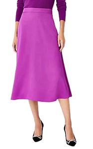 NEW ANN TAYLOR NEON FUCHSIA SATIN MIDI SKIRT SIZE 2 - Picture 1 of 7